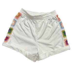Rebellion Again Embrodery Shorts Small‎ White Rolled Hem